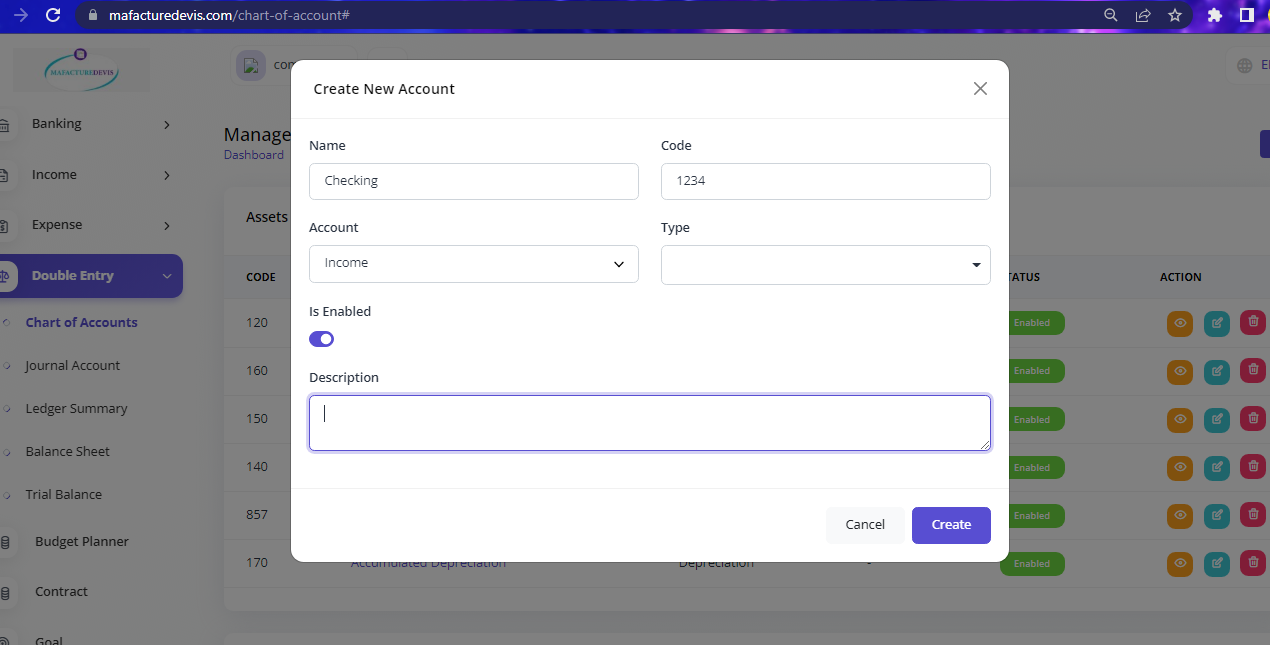 Chart of Account created
