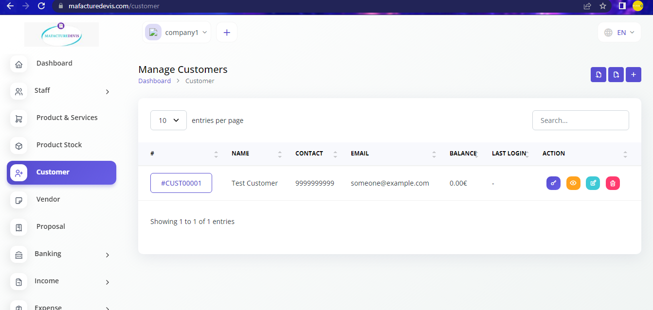 Customer created