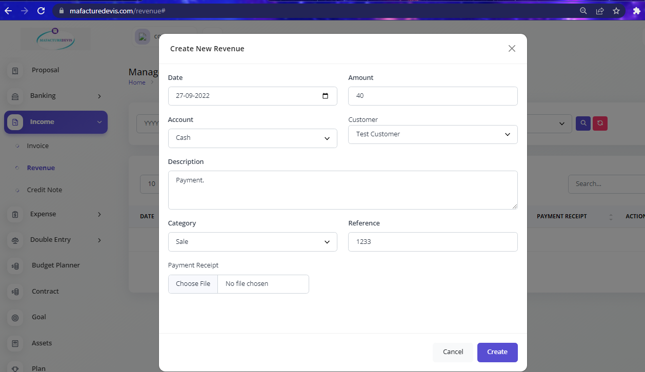 Invoice create
