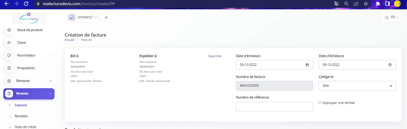 Invoice create