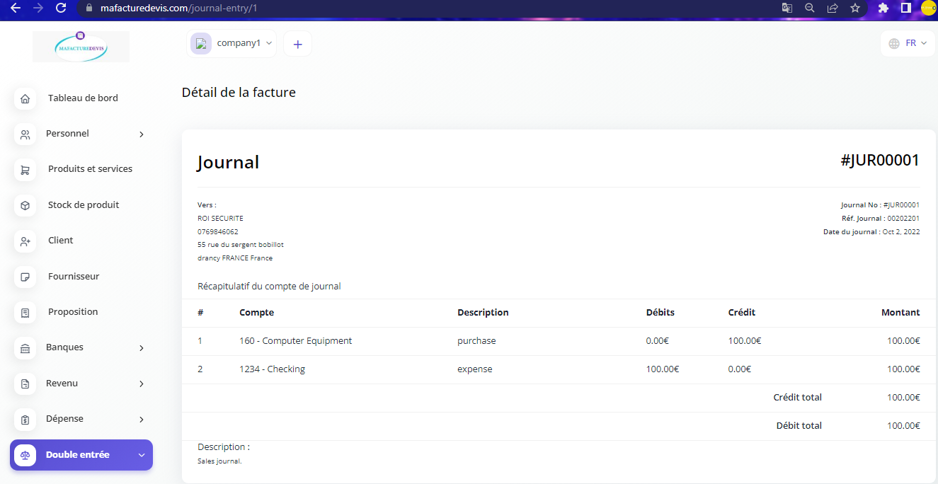 Journal Account created