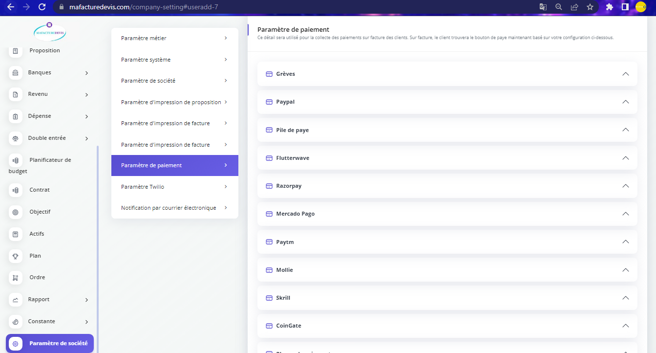 Payment Settings