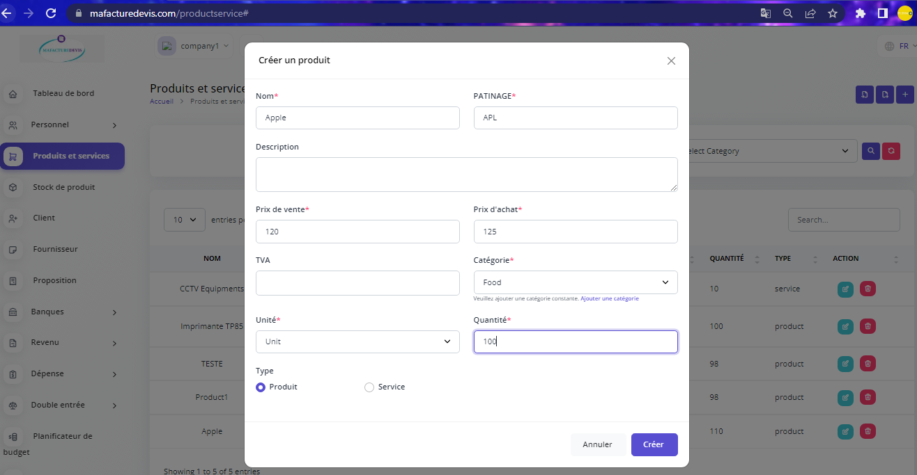 Product create