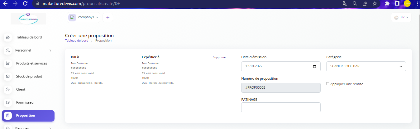Proposal create customer details