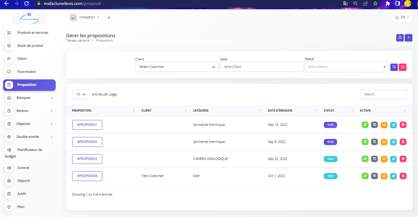 Proposal Menu