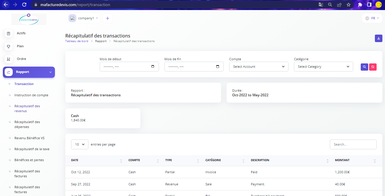 Report Menu